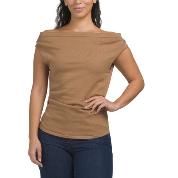 SUNDAY EDITION Tan Off The Shoulder Top - Picture 1 of 2